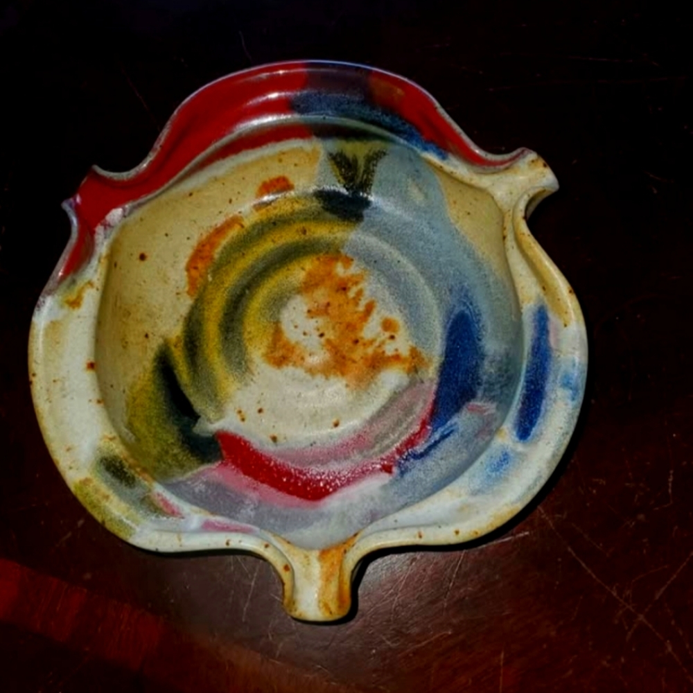 Ayers Pottery Colorful Ceramic Ashtray or Brie Baker